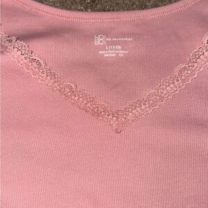 No Boundaries Blush Pink Lace Accent Tee